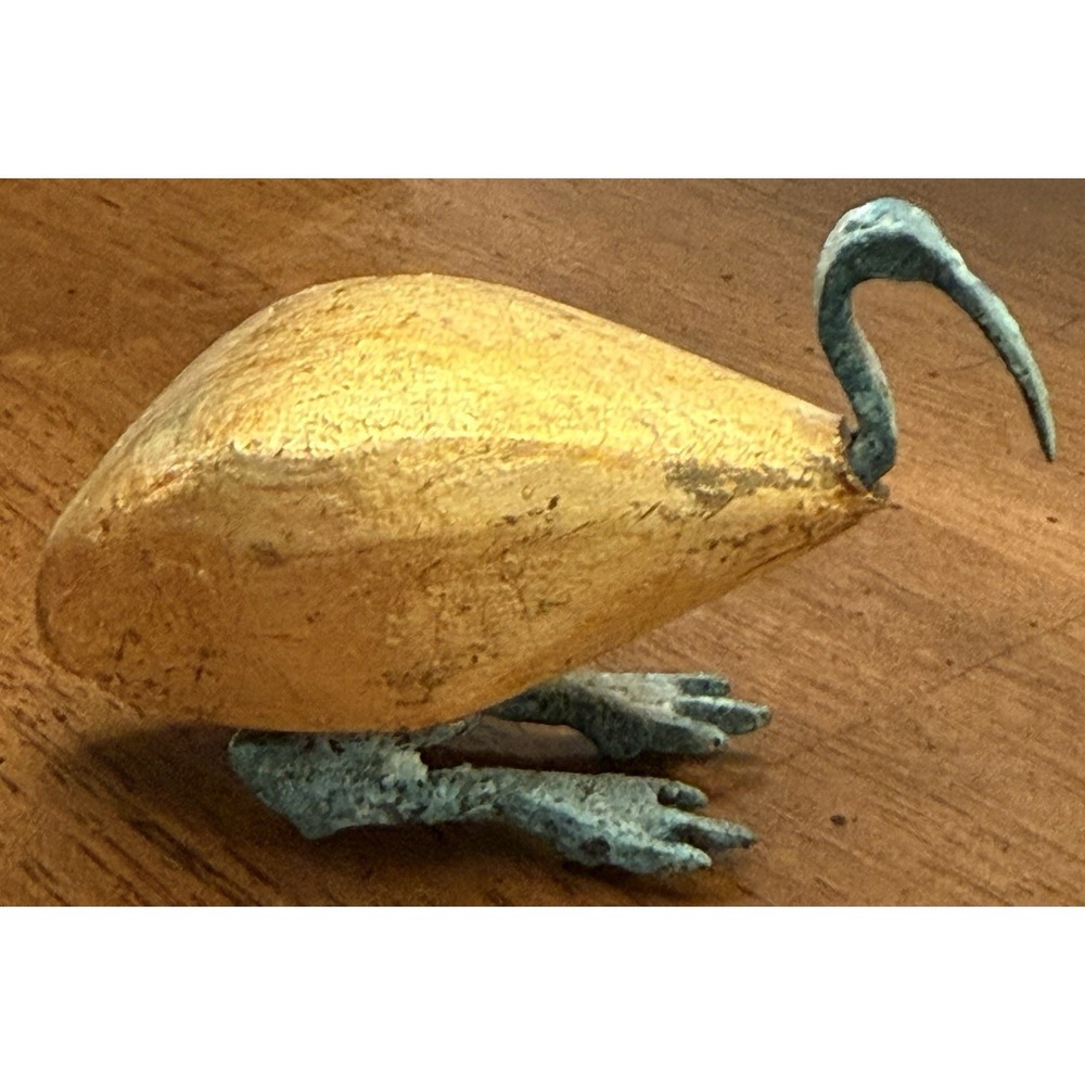 Vintage Egyptian-style Ibis Figurine Statue Wood & Metal‎ 4"